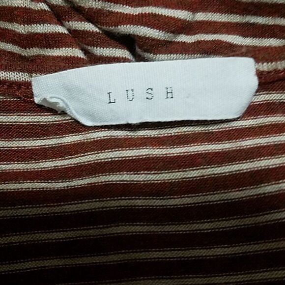 Lush Brown & White Striped Cold Shoulder Top (M) - Picture 5 of 6